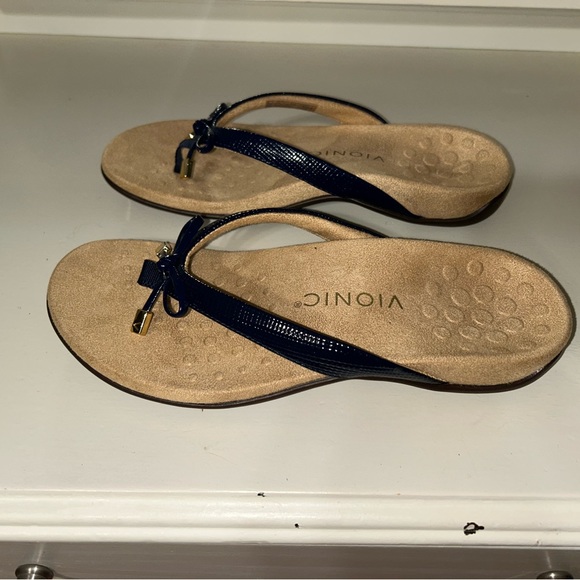 NEW Vionic Bella II Navy Midnight Blue Thong Flip Flop Sandals Size Orthopedic - Picture 7 of 9